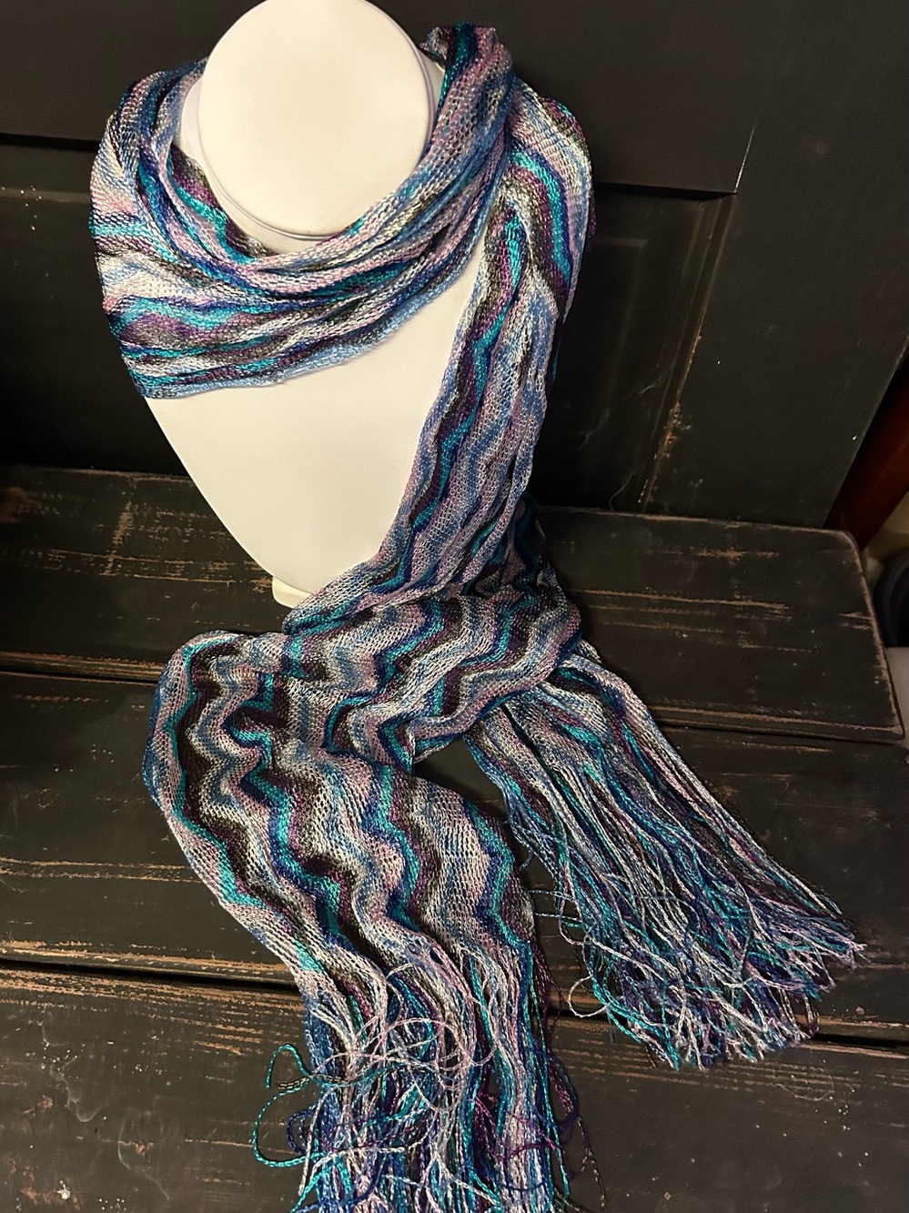 Polyester Fringe Scarf “Turquoise”